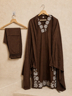 P006_Coffee Brown applique mulcotton set