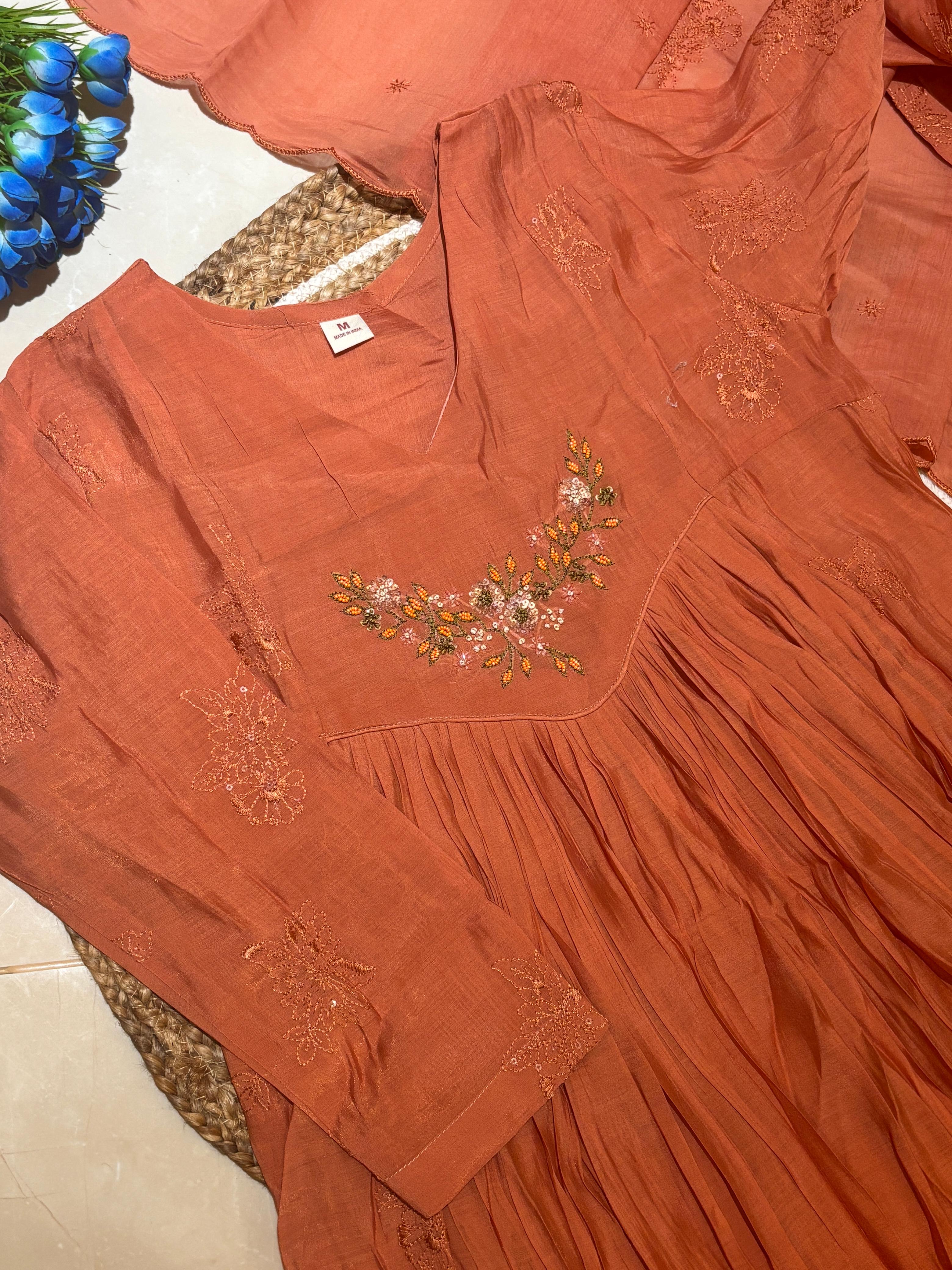 P005_Peach Mul chanderi Salwar set