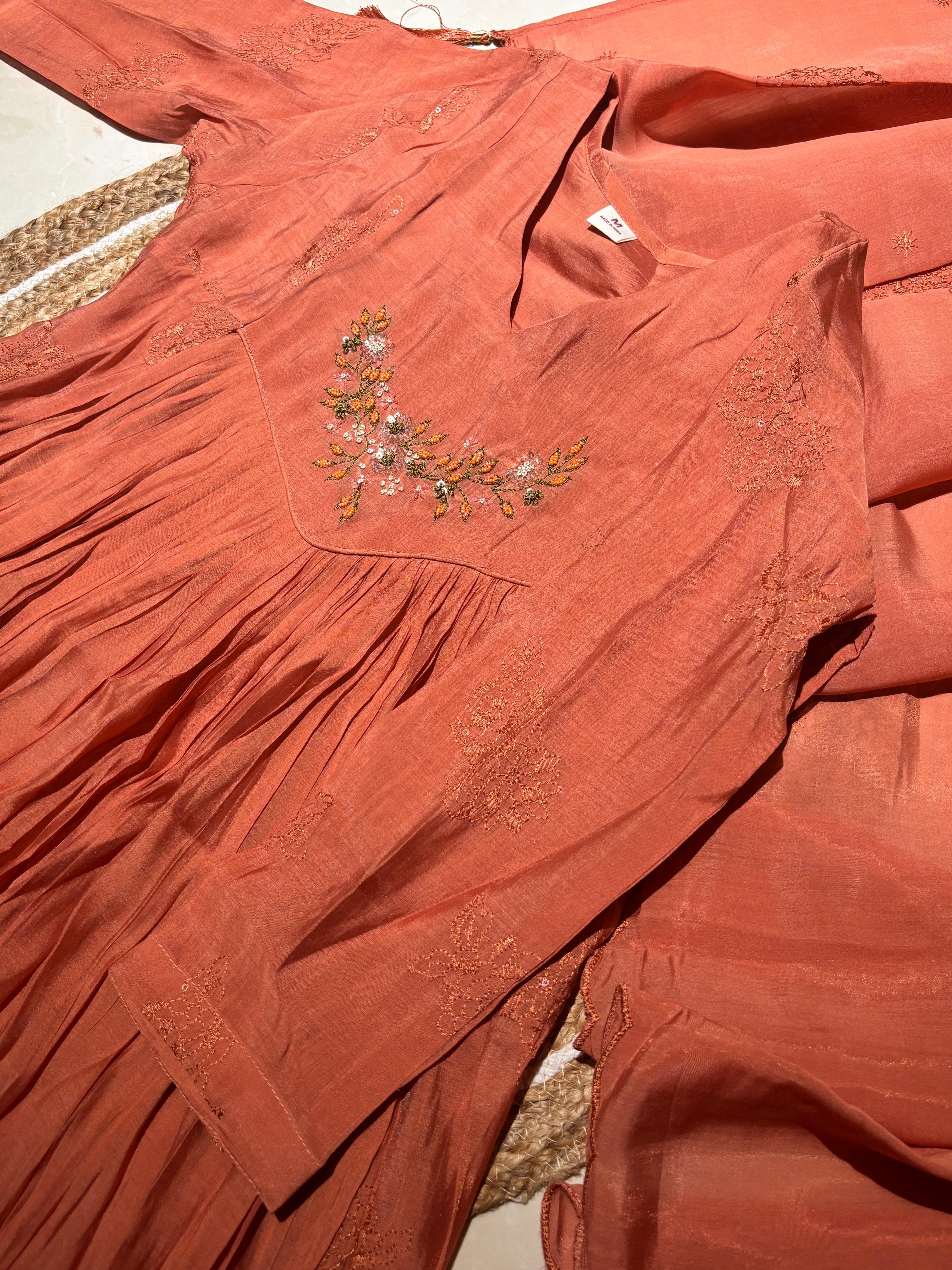 P005_Peach Mul chanderi Salwar set