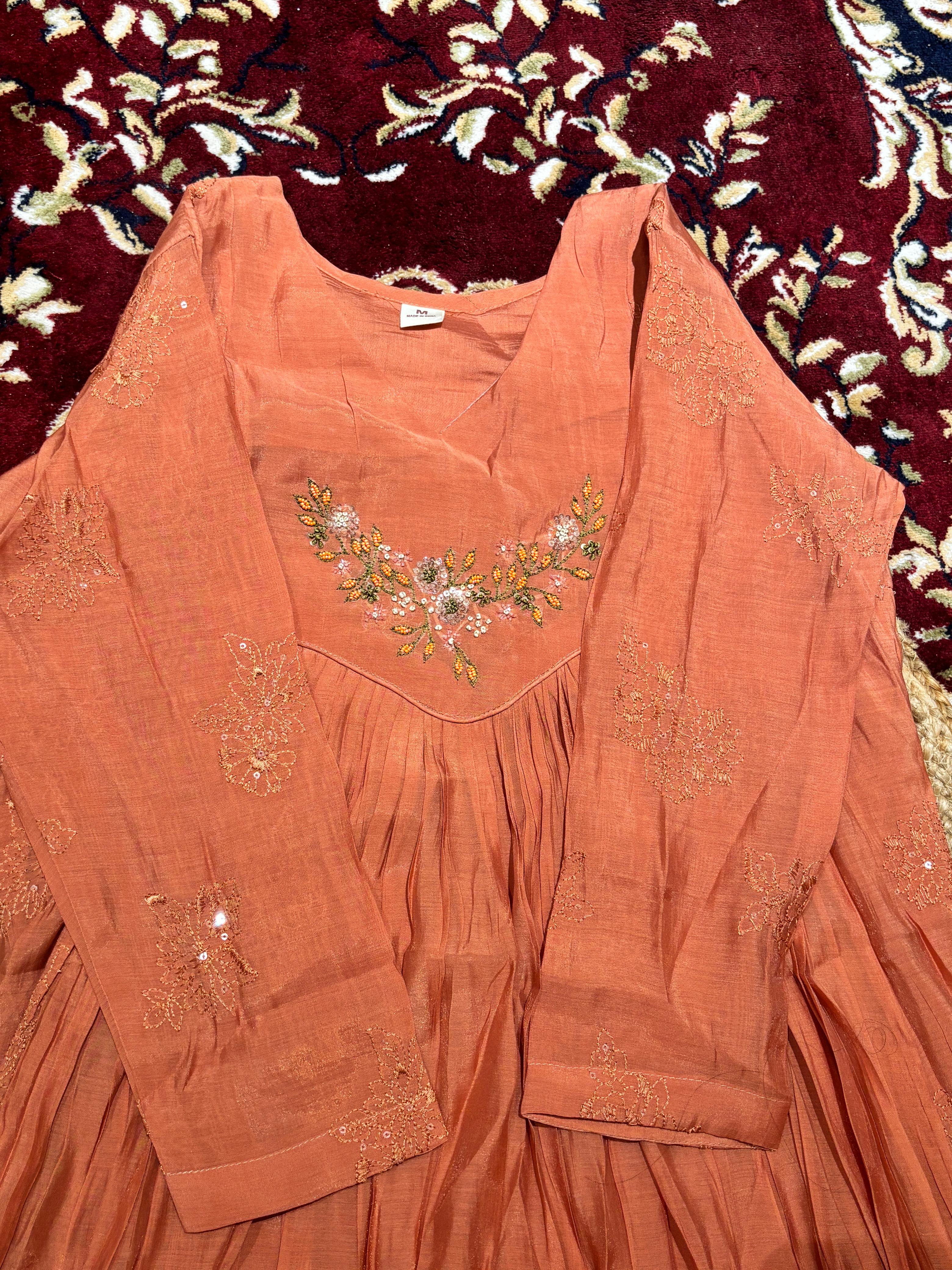 P005_Peach Mul chanderi Salwar set
