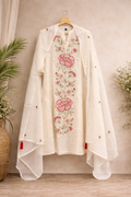 P001 _Off-white Floral Embroidered Kurta Set