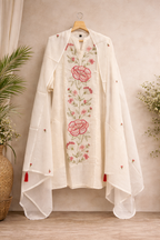 P001 _Off-white Floral Embroidered Kurta Set