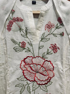 P001 _Off-white Floral Embroidered Kurta Set