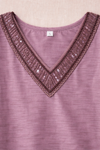 P002_Mauve Silk Kurta Set with V-Neck