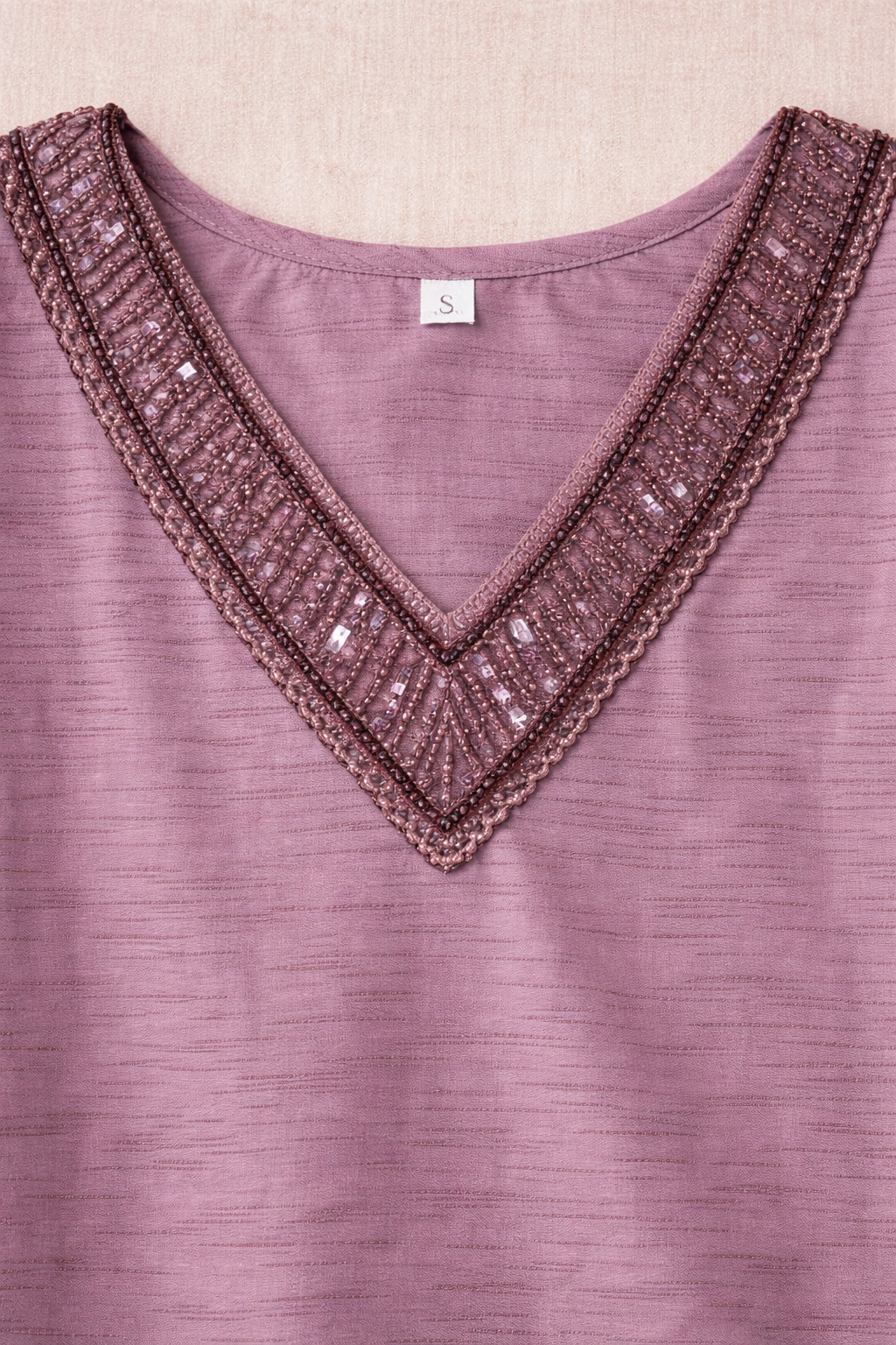 P002_Mauve Silk Kurta Set with V-Neck